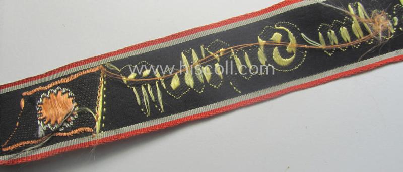 'DAF- ('Deutches Arbeitsfront') ie. 'KDF'- ('Kraft durch Freude'-) related white-coloured- (period-souvenir) cap-tally (ie. 'Mützenband') entitled: 'M.S. Wilhelm Gustloff'