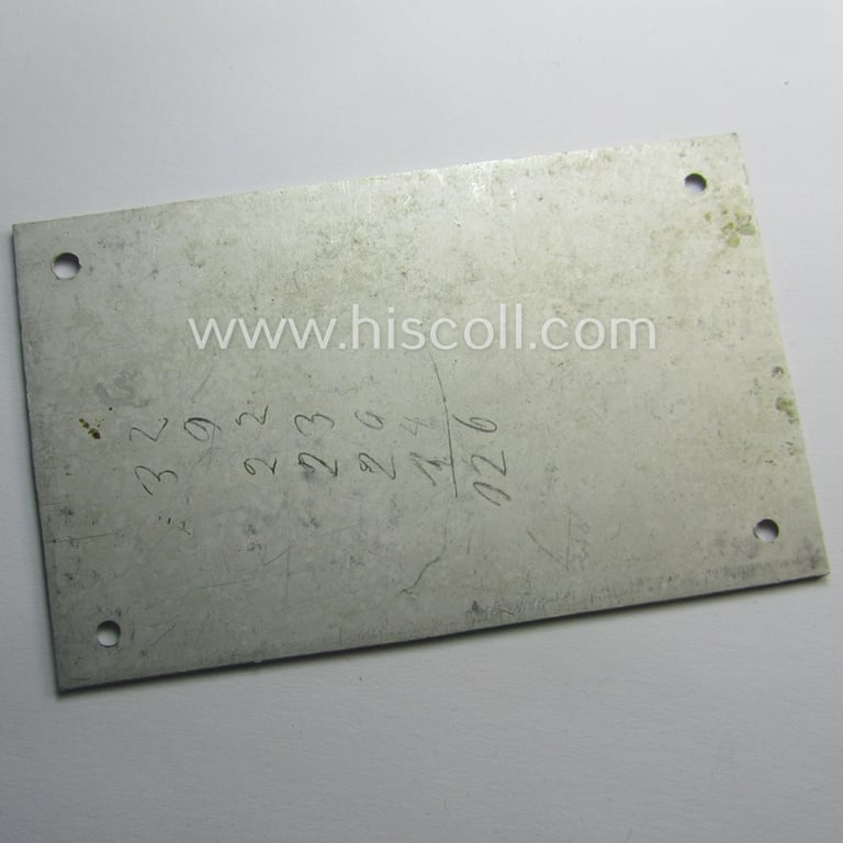 Unusually found, WH (KM) typical aluminium-based- and/or silver toned ID-plaque (for 'on-board-usage') bearing the engraved name and coded numeral (ie. text) that simply reads: 'Negele - N6934/40T'