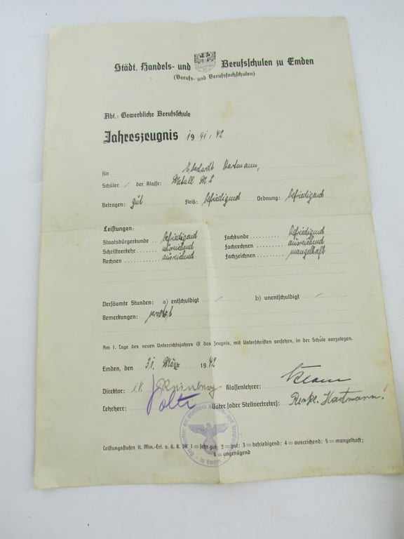 Hitler Jugend Paperwork Grouping With Member Pass