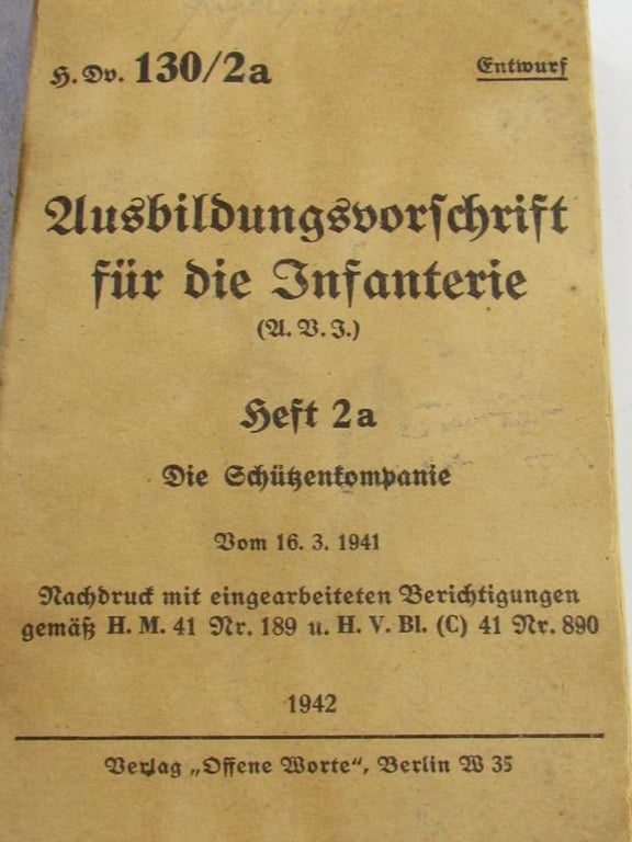 Book : Wehrmacht 'Infantry Regulations' Part 2a
