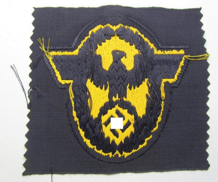 Golden-yellow-toned- and/or neatly 'BeVo'-woven arm-eagle (ie. 'Wasserschützpolizei-Ärmeladler') as was intended for usage on the various, darker-blue-coloured: 'Wasserschützpolizei'-tunics