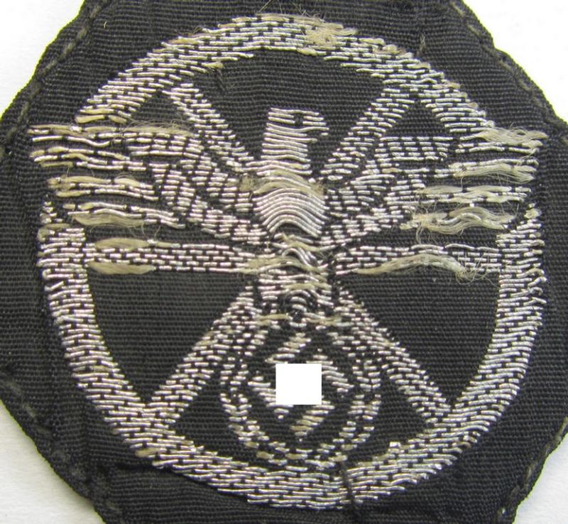 Neat - albeit clearly used- and/or tunic-removed! - N.S.K.K. (or: 'National Socialistisches Kraftfahr Korps') so-called: 'Kraftfahrraute des 2. Model' (so-called 'drivers'-diamond' of the 2nd and/or final pattern)