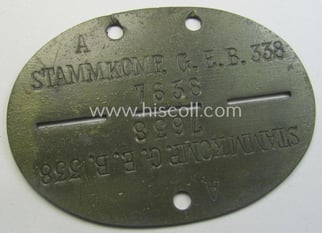 Zinc-based, WH (Heeres) 'Grenadiere'-related ID-disc bearing the clearly...