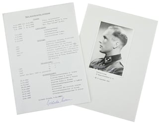 Signature of Waffen-SS KC Reciepient Wilhelm Grieme