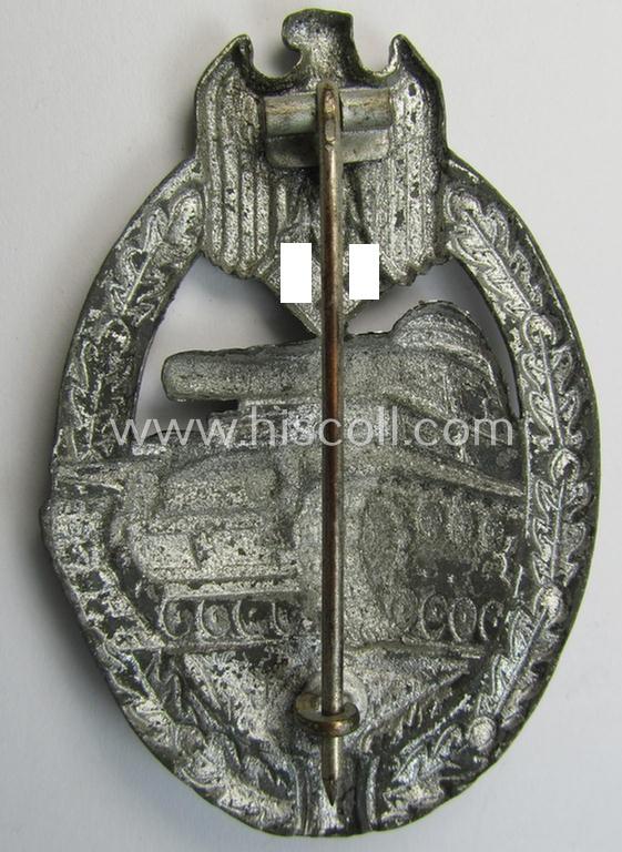 Attractive, 'Panzerkampfabzeichen in Silber' (or: silver-class panzer assault badge or PAB) being a zinc- (ie. 'Feinzink'-) version (of the so-called: 'hollow-zinc, Type D'-variant) as was procuced by the: 'Wilhelm Deumer'-company