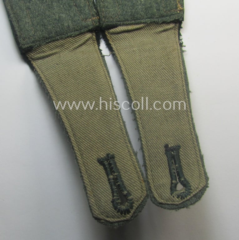 Fully matching - and just minimally used! - pair of WH (Heeres) NCO-type (ie. 'M36- o. M40'-pattern- and/or 'pointed styled') formerly 'cyphered' shoulderstraps as was (amongst others) intended for an: 'Unteroffizier eines Infanterie-Rgts.'