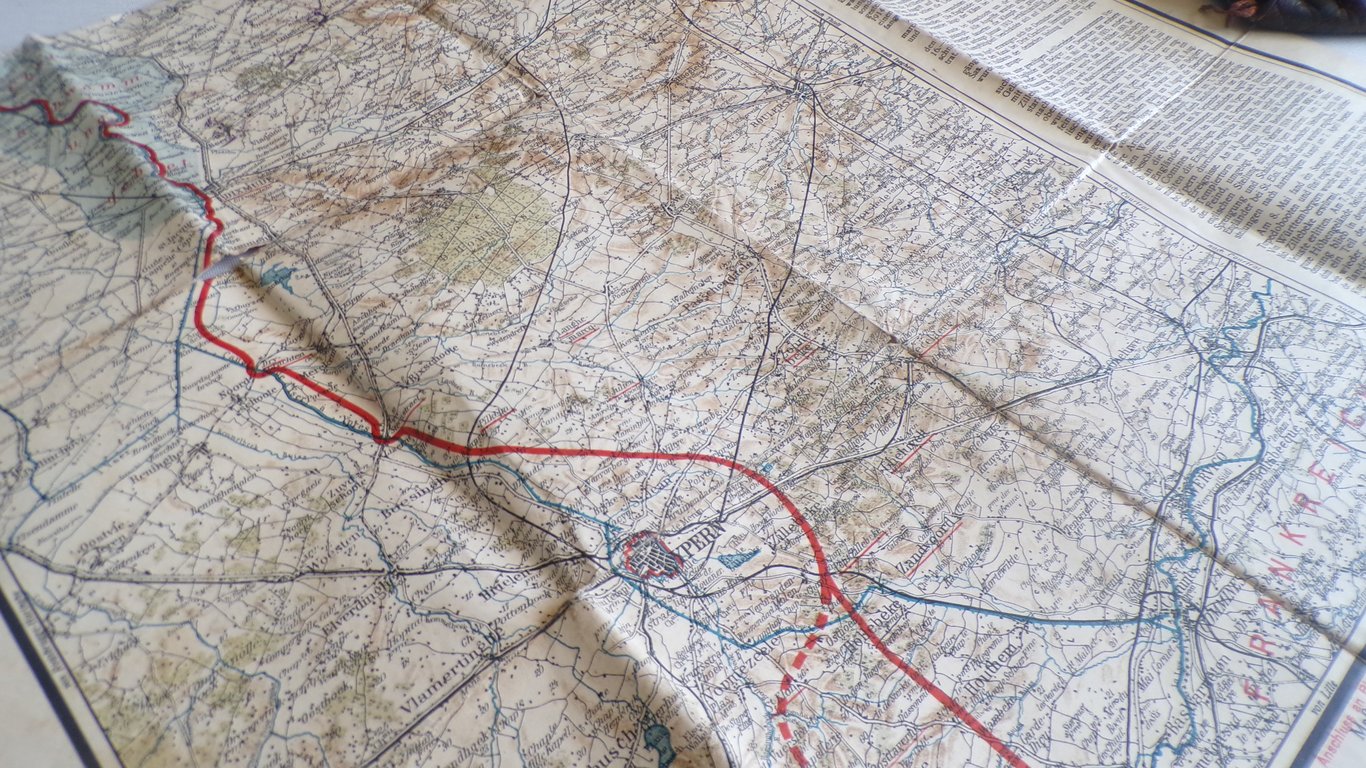 Early Brown Officer's Map Case with Ypern Map