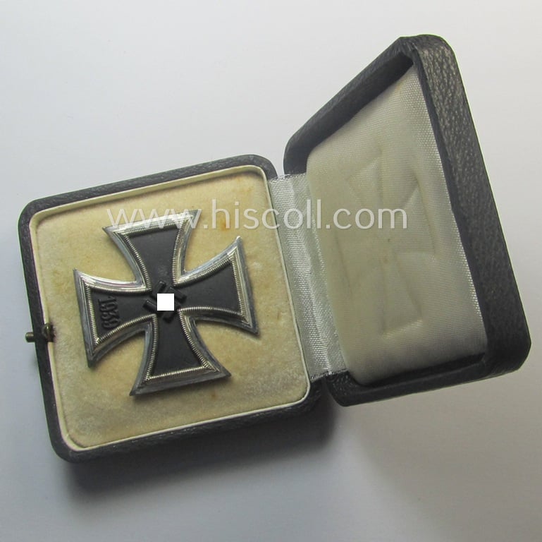 Superb, 'Eisernes Kreuz 1. Klasse' (ie. Iron Cross 1st class) being a non-maker-marked (but I deem by: 'S & L'- produced!) example and that comes complete in its specific etui