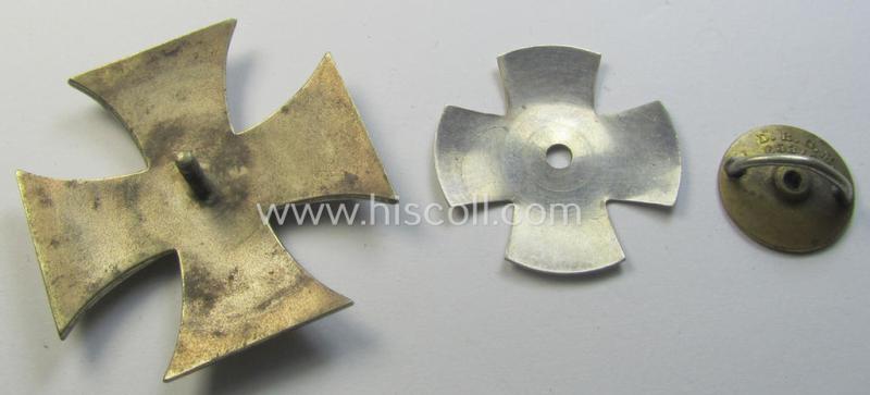 WWI-period Iron Cross 1st class (or: 'EK 1. Klasse') being a typical non-maker-marked example that comes mounted onto its (unusual!) and functional 'screw-back'- (ie. 'an der Schraube'-) set-up