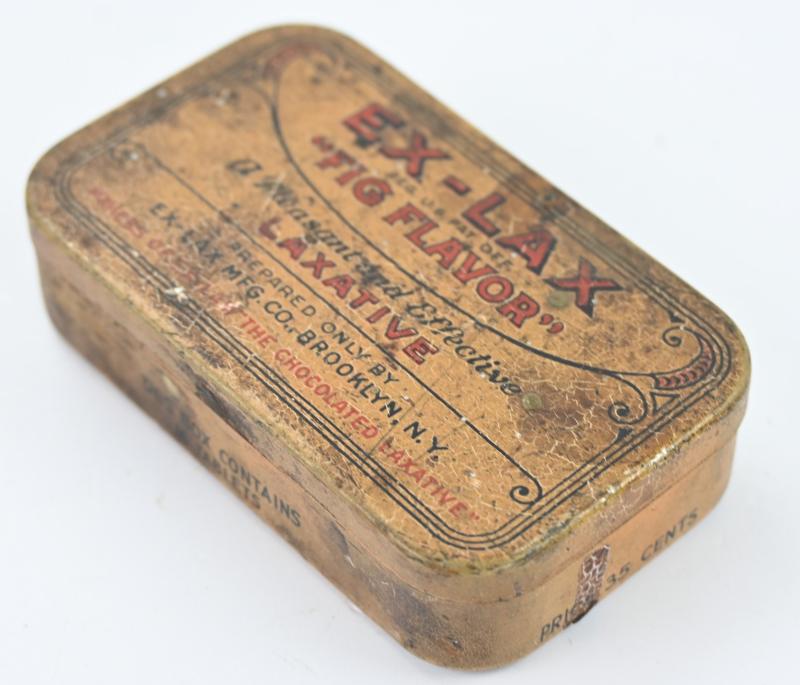 US WW2 Ex-Lax 'Fig Flavor' Chocolade Tin Can