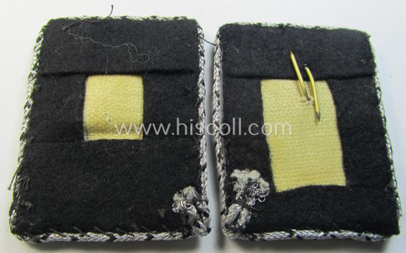 Superb - and actually rarely encountered! - pair of typical TeNo (ie. 'Technische Nothilfe') partly hand-embroidered officers'-type collar-patches that belonged to a: 'Kameradschaftsführer des Ortsgruppe XIII/14'