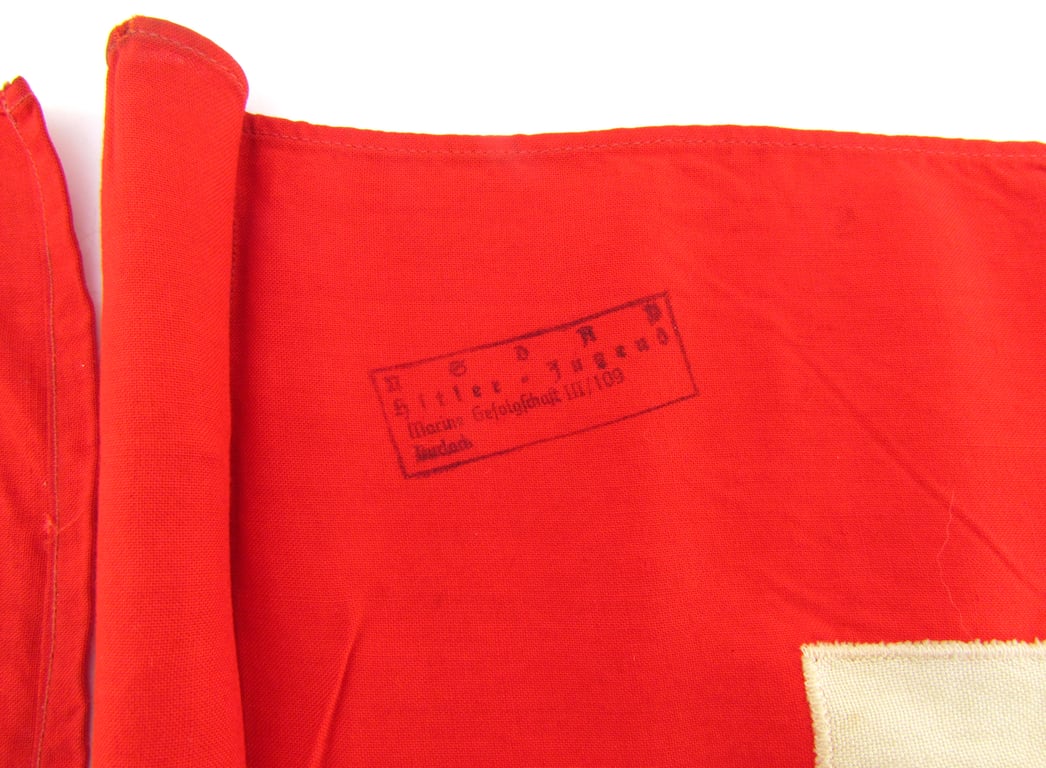Rare Pair of Hitler Youth Marine (Marine-HJ) Signal / Training Flags – Unit Marked