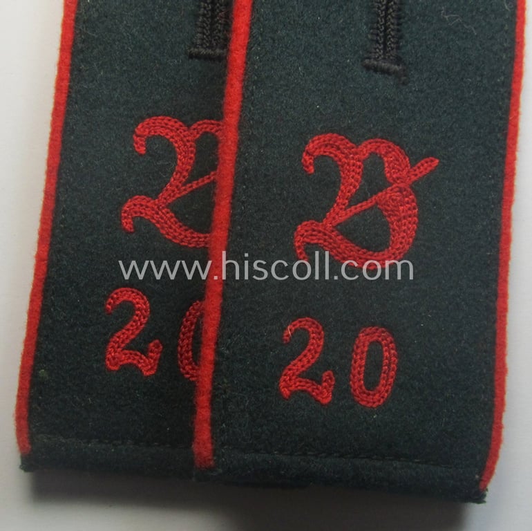 Pair of early- (ie. pre-) war-period WH (Heeres) 'M36'- (ie. 'M40'-) pattern (rounded-style) 'cyphered', EM-type shoulderstraps as was intended for a: 'Soldat u. Mitglied des Art.-Beobachtungs-Abtlgs. 20'