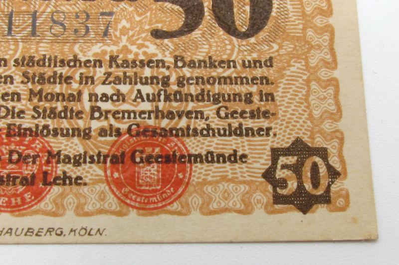50 Pfennig Banknote Emergency Money