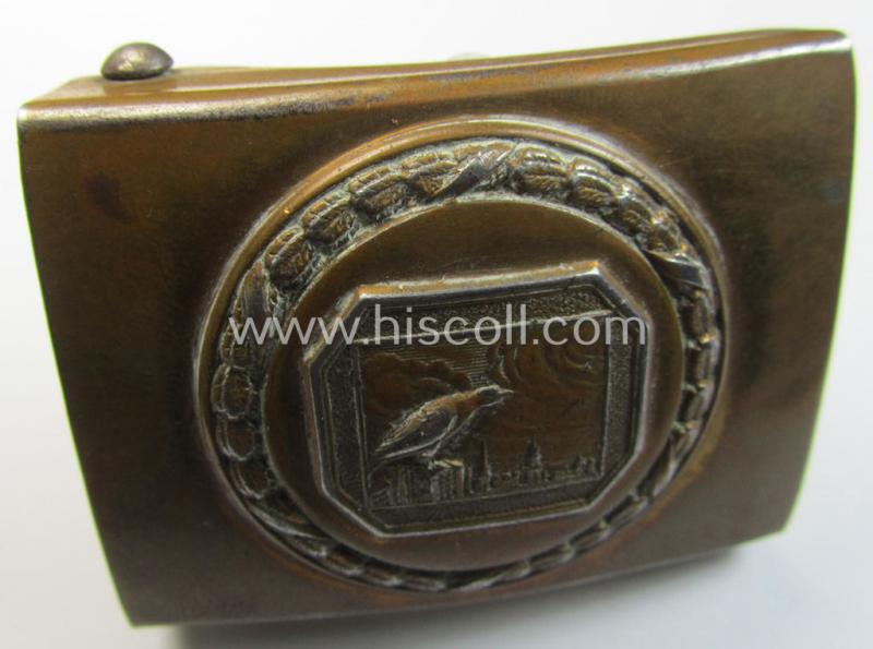 Very unusual - and most certainly rarely encountered! - example of a: 'Weimar Republik o. Freikorps'-related: 'Einwohnerwehr Deutschlands' belt-buckle being a maker- (ie. 'CTH'-) marked specimen