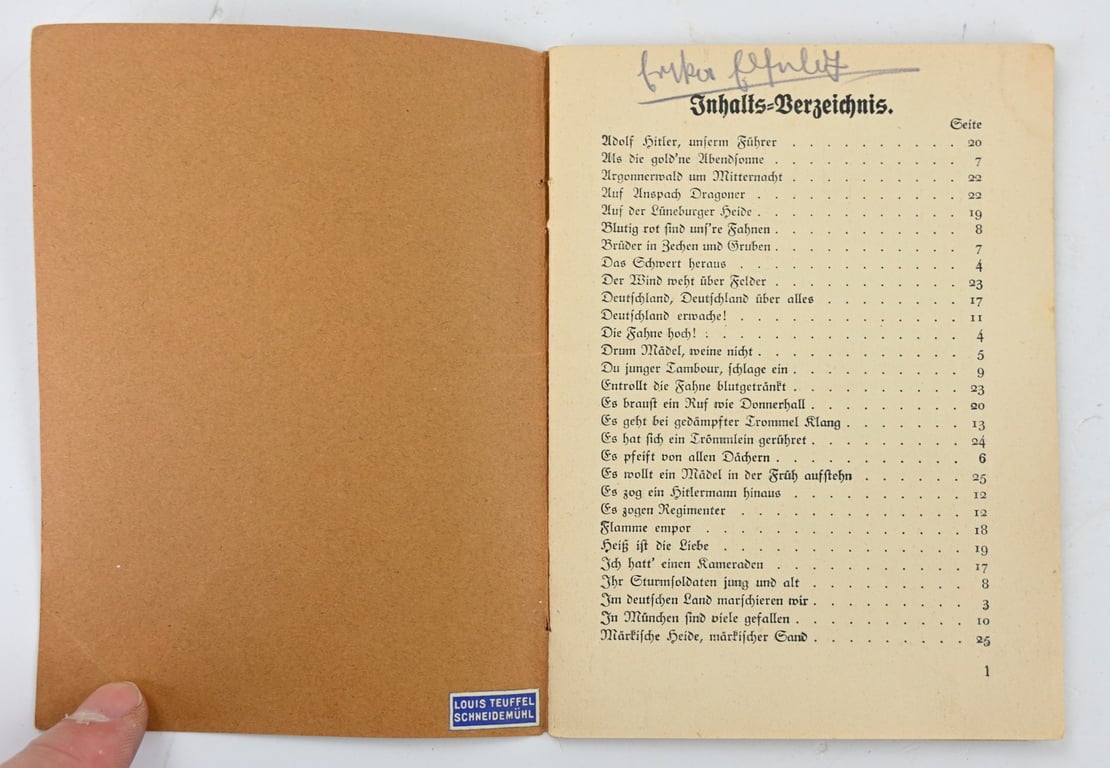 German SA Songbook 'Fur Freiheit und Vaterland'