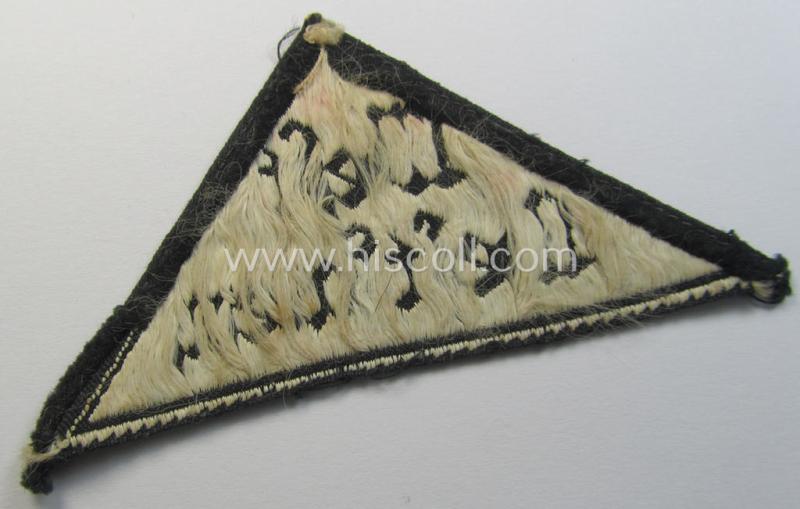 'HJ' ('Hitlerjugend') ie. 'BDM' ('Bund Deutscher Mädel') district-triangle (ie. 'Gebietsdreieck') entitled: 'West Westfalen' (being a clearly used example that is void of an 'RzM'-etiket)