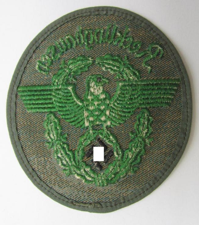 Police (ie. 'Polizei'/'Gendarmerie'-related-) armbadge (ie. arm-eagle) - being a scarcely encountered! - summer-tunic version, being a piece that was intended for a member within the: 'Polizei Recklinghausen'