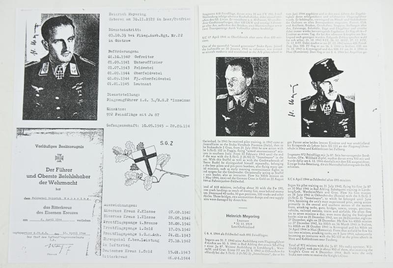 Signature of Luftwaffe KC Recipient 'Heinrich Meyering'