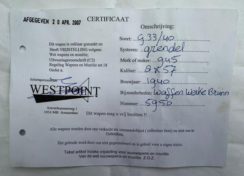 Zeldzame Gebirgsjäger Karabijn DOT 1940...oud NL onklaar !!