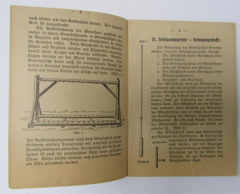 Attractive, smaller-sized-, period (ie. 'Kriegsausgabe') WH instruction-booklet entitled: 'Wie behandle ich mein Kleinkaliber-Gewehr' (= instruction- ie. training-manual for the small-caliber rifle) as was compiled by the 'Schiesslehrer' Hans P...