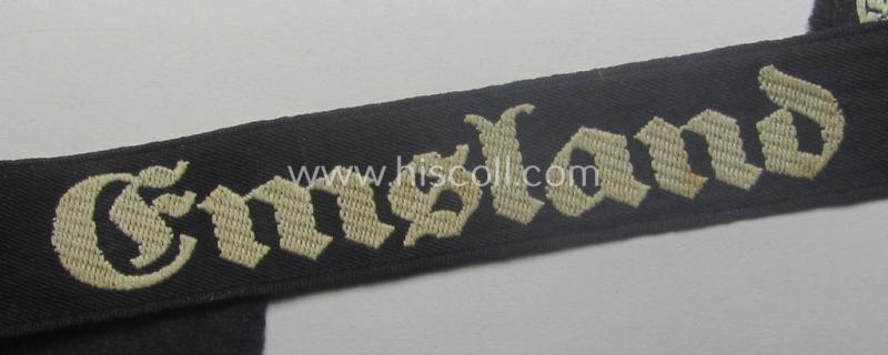 RAD (ie. 'Reichsarbeitsdienst') EM- (ie. NCO-) pattern, commemorative cuff-title (ie. 'Dienstärmelstreifen') depicting the text: 'Emsland' (as was intended for the EM-/NCO-staff working on the various 'Westwall'-fortifications)