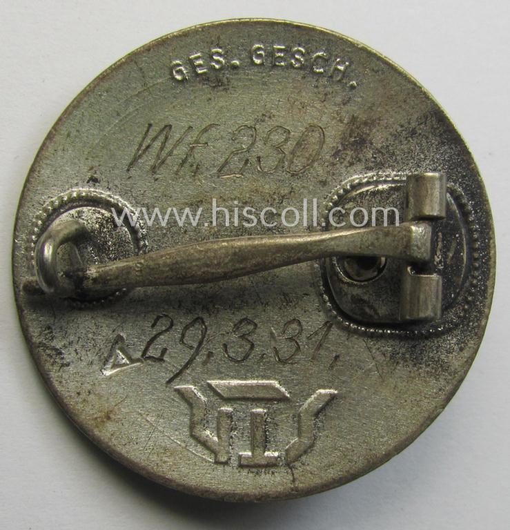 Attractive, enamelled lapel-pin: 'Der Stahlhelm' - Bund der Frontsoldaten (Sta) - Eintrittsabzeichen 1932' which is nicely engraved: 'WF.230' and dated: '29.3.31' that comes in an overall very nice- (and/or fully undamaged!), condition