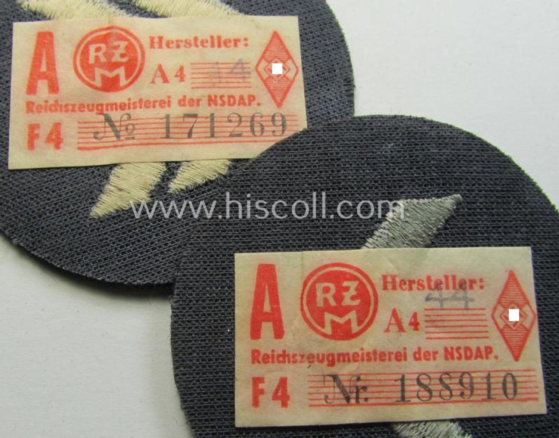 Interesting - and simply never used! - 3-pieced, DJ- (ie. 'Deutsches Jungvolk in der HJ') insignia-set comprising of 3 darker-blue-toned rank-patches (ie. 'Rangzeichen') of which 2 still retain their period 'RzM'-etiket