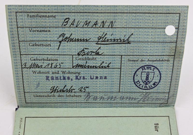 British Zone I.D. Card Germany