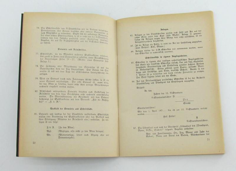 Extremely rare SS internal regulations booklet. ( 1938. nr 1 )