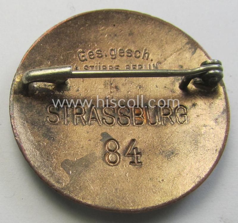 Superb, DRK (ie. 'Deutsches Rotes Kreuz') so-called: nurses'-badge entitled: 'Schwesternschaft' being a medium-sized version showing an engraved bearers'-number: ('84'), town: ('Strassburg') and/or makers'-mark ('A. Stübbe - Berlin')