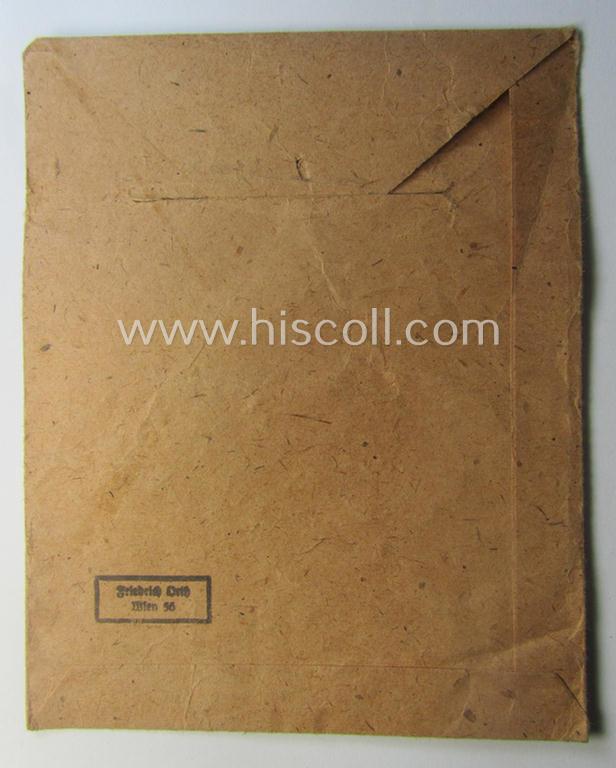 WH (Heeres ie. Waffen-SS) 'Krim'-campaign-shield (by the maker: 'Friedrich Orth') that comes stored in its period (and rarely seen!) 'Zellstoff'-based pouch and that comes in a probably issued- (albeit still 'virtually mint'-), condition