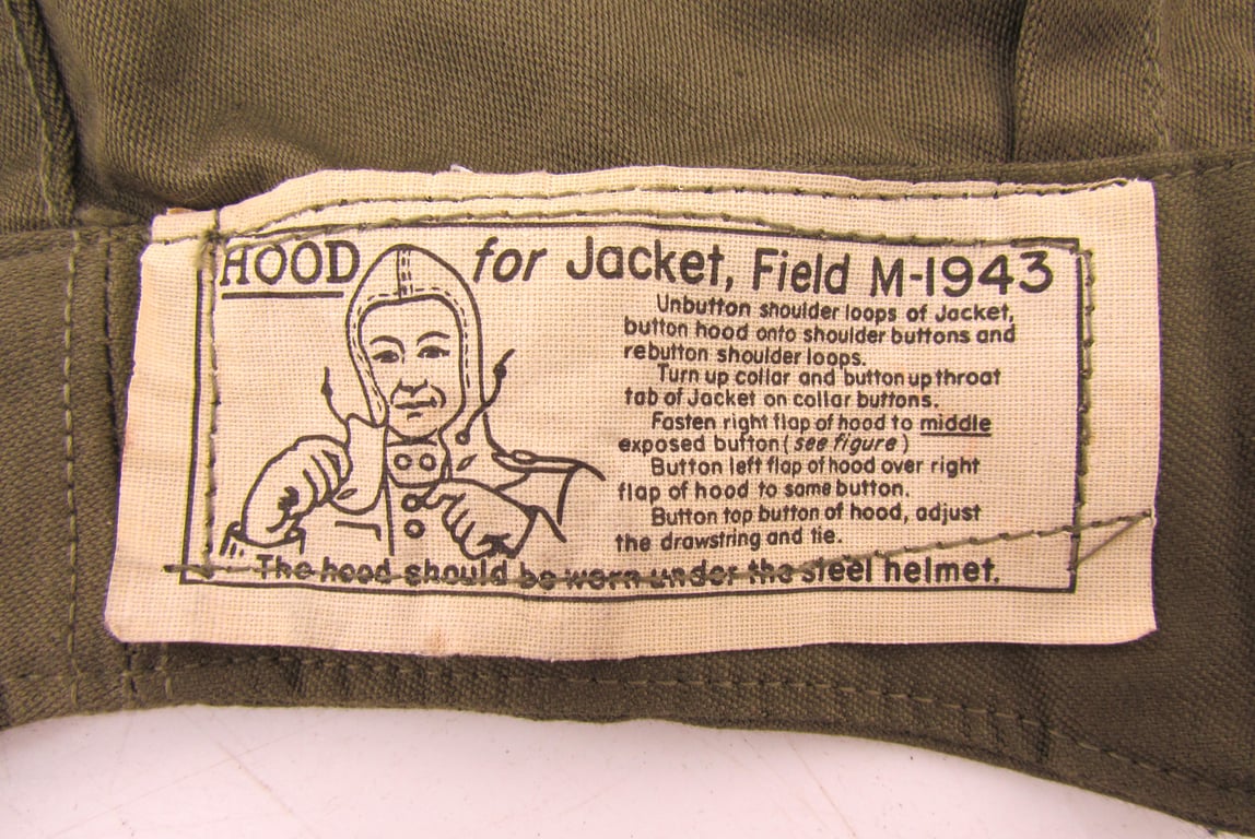US WWII M43 M-1943 Combat Jacket Hood