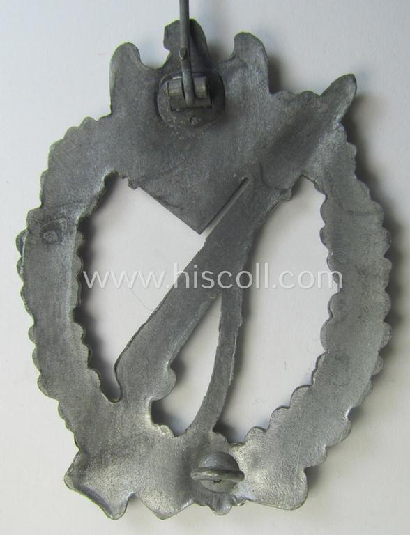 'Infanterie Sturmabzeichen in Silber' (or: silver-class infantry-assault-badge ie. IAB) being a non-maker-marked, so-called: 'solid-back-example as was (I deem) produced by the: 'R.A. Karneth u. Söhne'-company