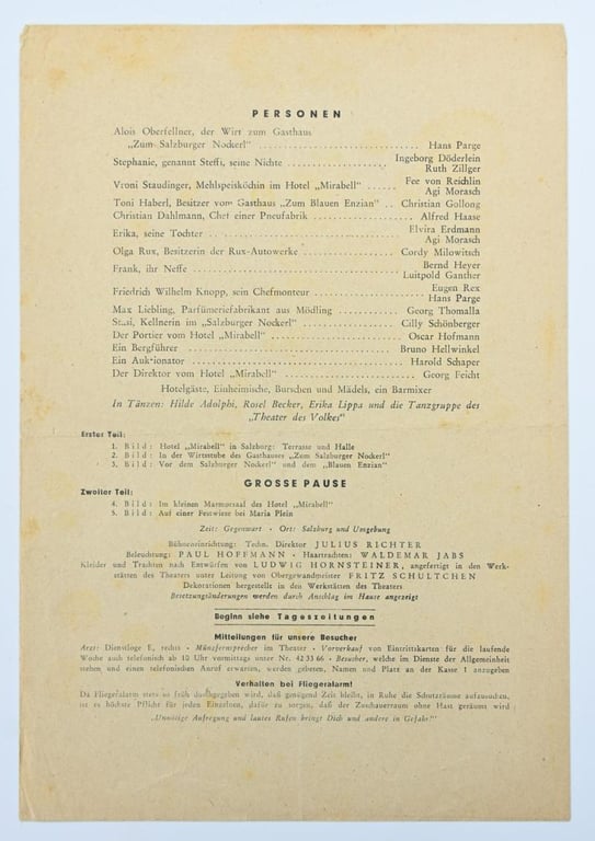 German Third Reich Theather Program Salzburg
