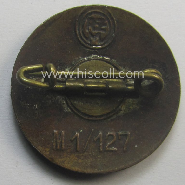 Superb - and rarely found! - 'N.S.D.A.P.- Parteiabzeichen' showing the makers'-designation: 'RzM' and/or: '127'(= 'Alfred Stübbe (Inh. Herbert Tegge) - Berlin-Waidmannslust')