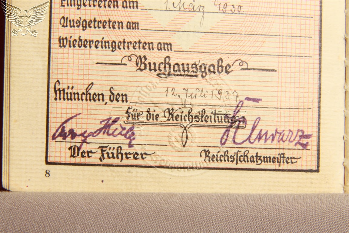 Party Book – Early Member in SA Uniform – NSDAP Mitgliedsbuch