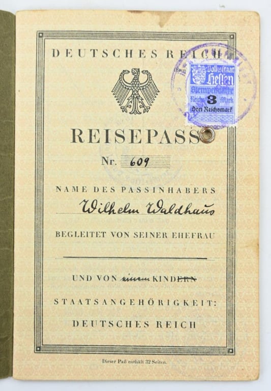 German Third Reich Travelcard 'Wilhelm Walthaus'