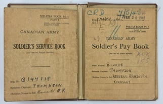 Canadian WW2 Service Book 'Russell Thompson' Canadian Queens...