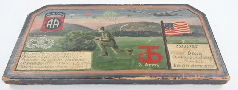 US WW2 82nd Airborne Division 504th Parachute Infantry Regiment Wooden Painted Sign