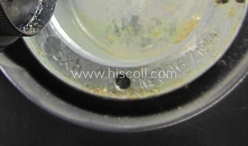 Attractive, bluish-grey-coloured WH-duty-clock (ie. 'WH Stationsuhr für Funker u. Diensträume') being a nicely preserved, 3-digit- (ie.'CXH'-) marked and/or '1944'-dated example that comes in a fully untouched albeit non-running, condition