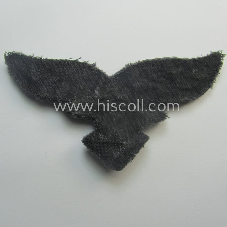 WH (Luftwaffe) officers'-pattern breast-eagle (ie. 'Brustadler für Offiziere der Luftwaffe') being a neatly hand-embroidered example of the: 'Extra Qualität' that comes in a moderately used- (ie. carefully tunic-removed-), condition