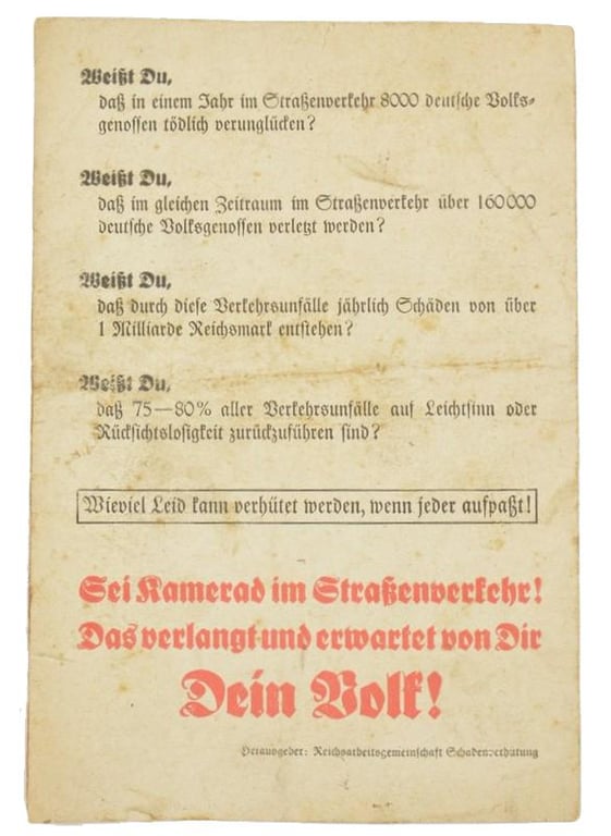 German Third Reich Traffic Instruction for Truckdrivers