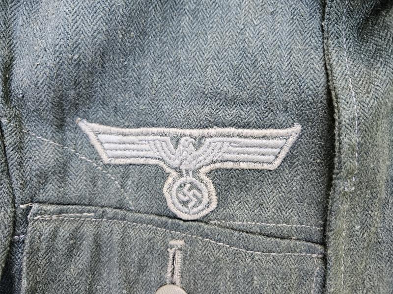 Wehrmacht ( Heer ) ‘Drillich’ (HBT) M43 Field Blouse RB Numbered 1944.