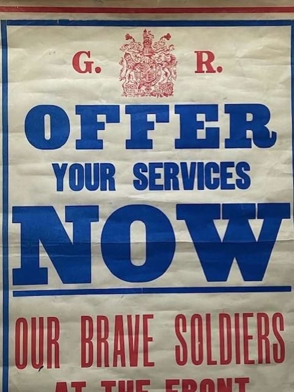 RARE ORIGINAL BRITISH WWI RECRUITING POSTER 1914-1918