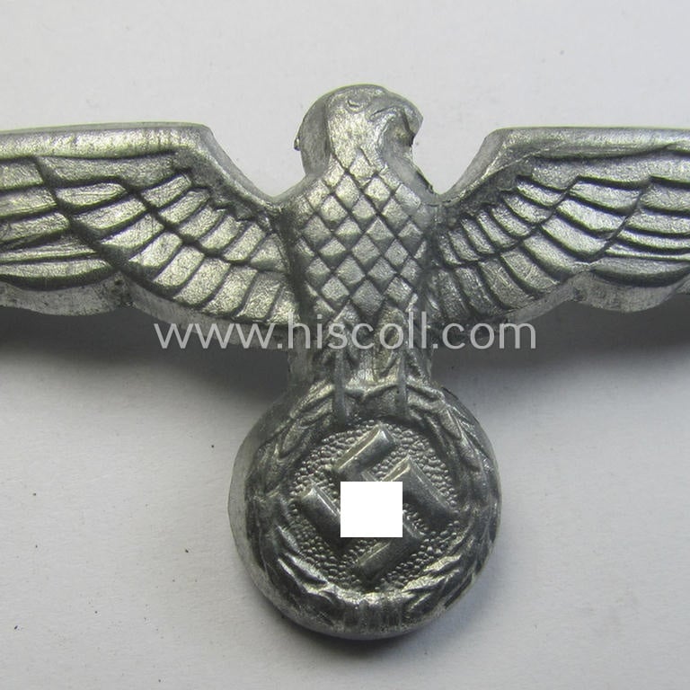 'Virtually mint- ie. unissued', WH (Heeres) EM/NCO-pattern visor- (ie. 'Schirmmützen'-) cap-eagle (being a typical unmarked example as executed in zinc- ie. 'Feinzink'-based metal)