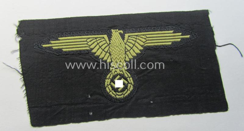 Mid- (ie. later-war-) pattern, 'SS' (ie. 'Waffen-SS') so-called: 'BeVo'-woven, enlisted-mens'- (ie. NCO-pattern) tropical-styled arm-eagle (ie. 'Tropen-Ärmeladler für Mannschaften u. Unterführer der Waffen-SS')