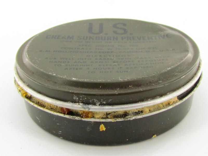 US WWII era Sunburn Cream in metal can