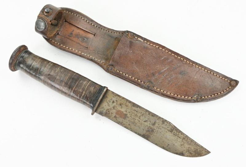US Navy WW2 Fighting Knife 'USS Naos AK-105' Geo T. Fedor'