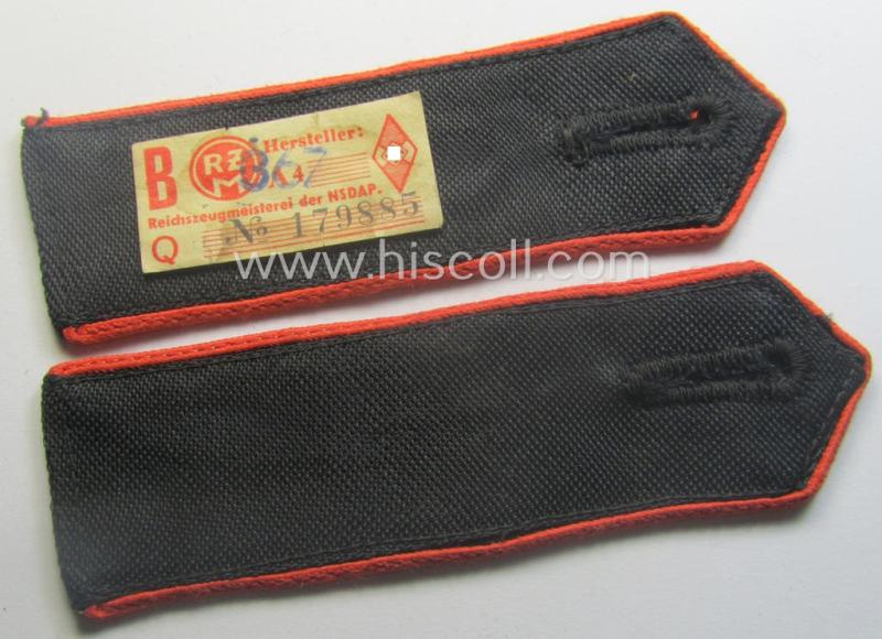 Pair of bright-red-piped, so-called: 'Allgemeine-HJ' (ie. Hitlerjugend) shoulderstraps as intended for usage by a: 'Hitlerjunge' who served within: 'Bann 742' (742 = 'Bann Rappoltsweiler')